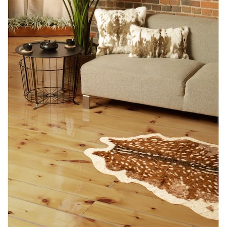 Homeroots 4 x 5 ft. Faux Cowhide Non Skid Area Rug Off White & Brown 476680